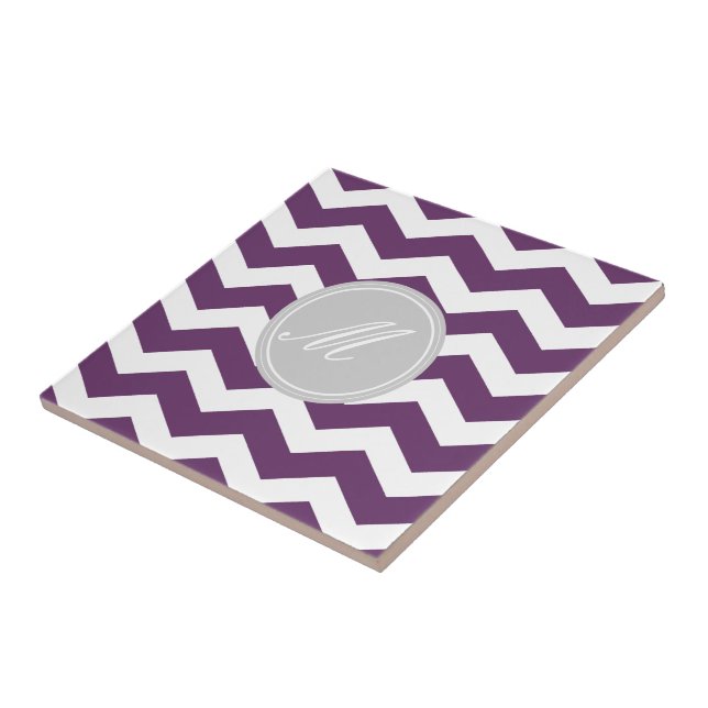 Lila Chevron med Monogram Tiles Kakelplatta (Sidan)