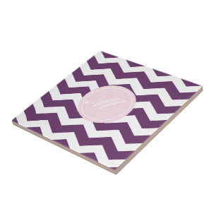 Lila Chevron med Monogram Tiles Kakelplatta