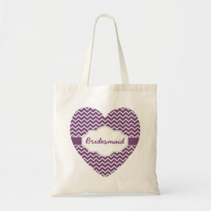 Lila Chevron Monogram Hjärtlig Lila Ribbon A06H Tygkasse
