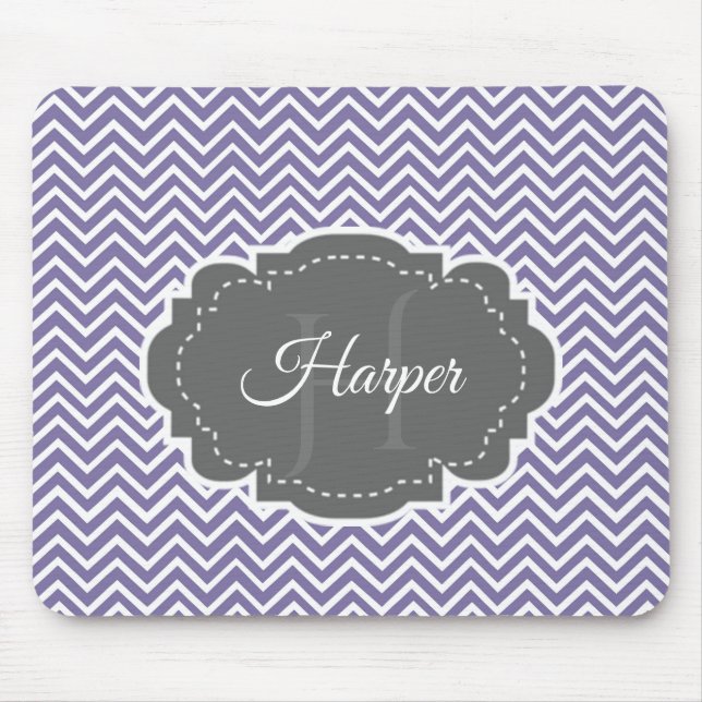 Lila Chevron Personlig Musmatta (Framsidan)
