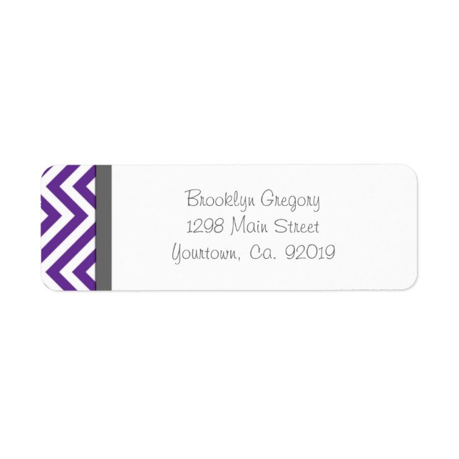 Lila Chevron Rand Return-adressetikett Returadress Etikett (Framsidan)