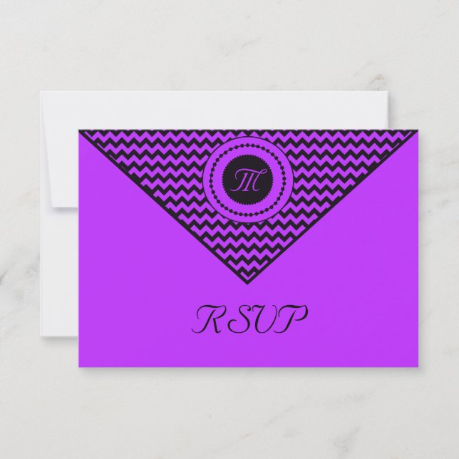 Lila Chevron RSVP OSA Kort (Framsida)