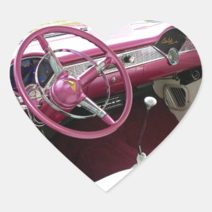 Lila Chevy Bel Luft Hjärtformat Klistermärke