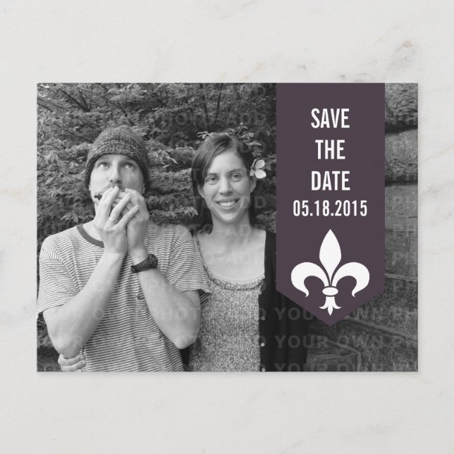 Lila Chic Banderoll Spara datum vykort (Framsida)