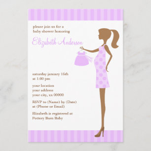 Lila chic mamma som är baby shower inbjudningar