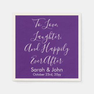 Lila Chic Personlig Skript för bröllopsmottagning Pappersservett