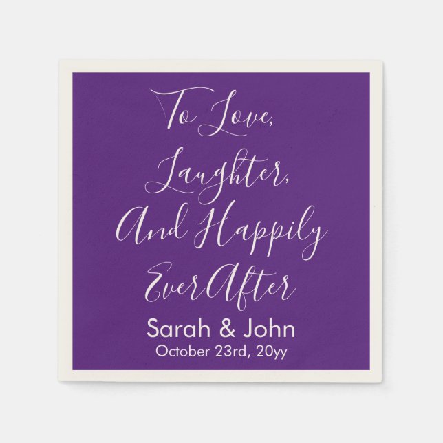 Lila Chic Personlig Skript för bröllopsmottagning Pappersservett (Framsidan)