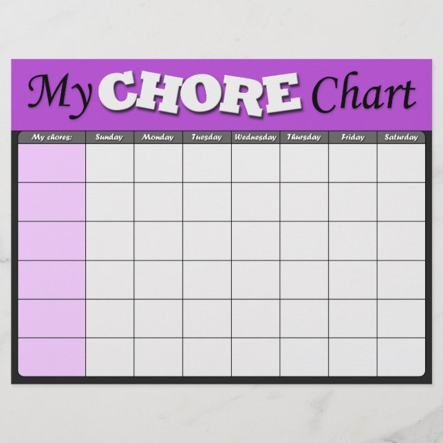 Lila Children's Chore Charts Reklamblad (Framsidan)