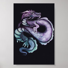 Lila China Dragon Art Poster