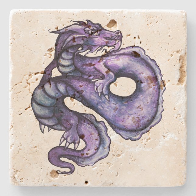 Lila China Dragon Art Stenunderlägg (Framsidan)