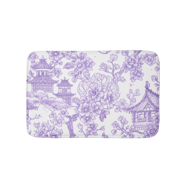 Lila Chinoiserie Toile Drak Sakura Badrumsmatta (Framsidan)