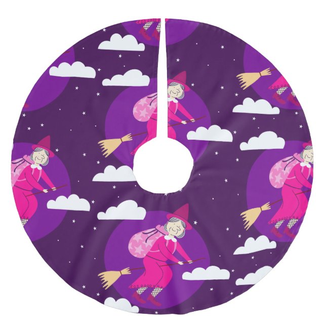 lila christmas häxanana broomrider spookmas julgransmatta borstad polyester (Framsidan)