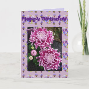 Lila Chrysanthemum Flower Blommigt Photo Art Card Kort