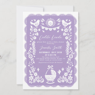 Lila Cielito Lindo Baby Shower-inbjudan Inbjudningar