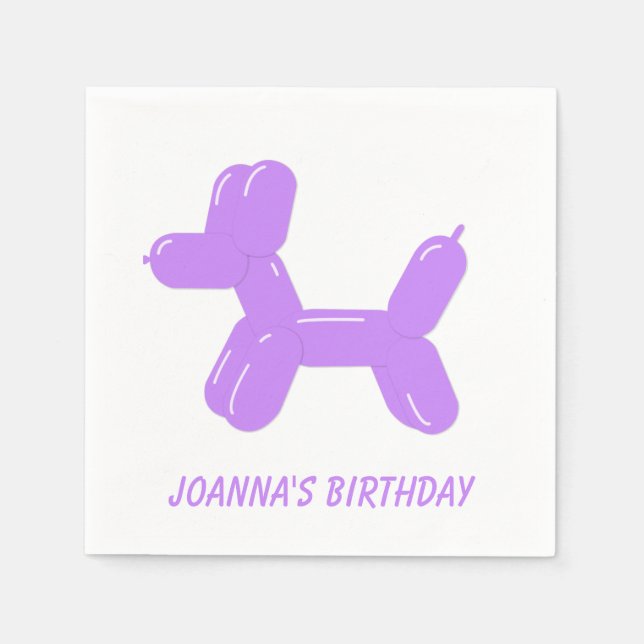 Lila Circus Balloon Animal Hund Pappersservett (Framsidan)