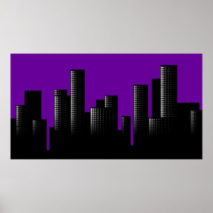 lila cityscape poster