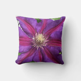 Lila Clematis Blommar Kudde