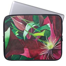 Lila Clematis Blommigt Laptop Fodral