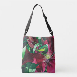 Lila Clematis Blommigt Tote Bag Axelväska