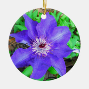 Lila Clematis Flower Julgransprydnad Keramik