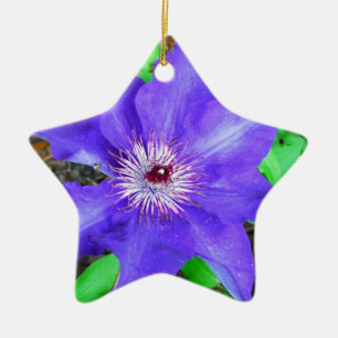 Lila Clematis Flower Julgransprydnad Keramik