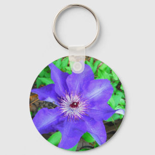 Lila Clematis Flower Nyckelring