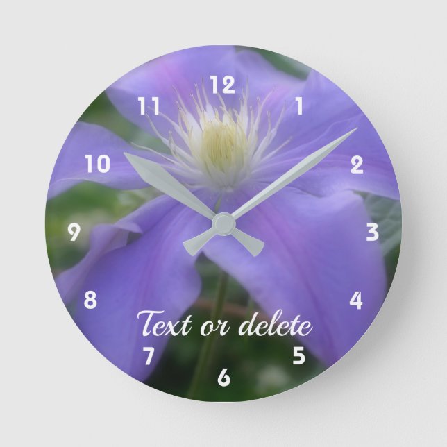 Lila Clematis Flower Personlig Rund Klocka (Framsida)