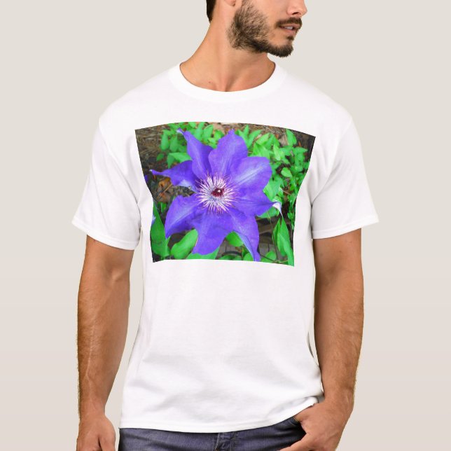 Lila Clematis Flower T Shirt (Framsida)