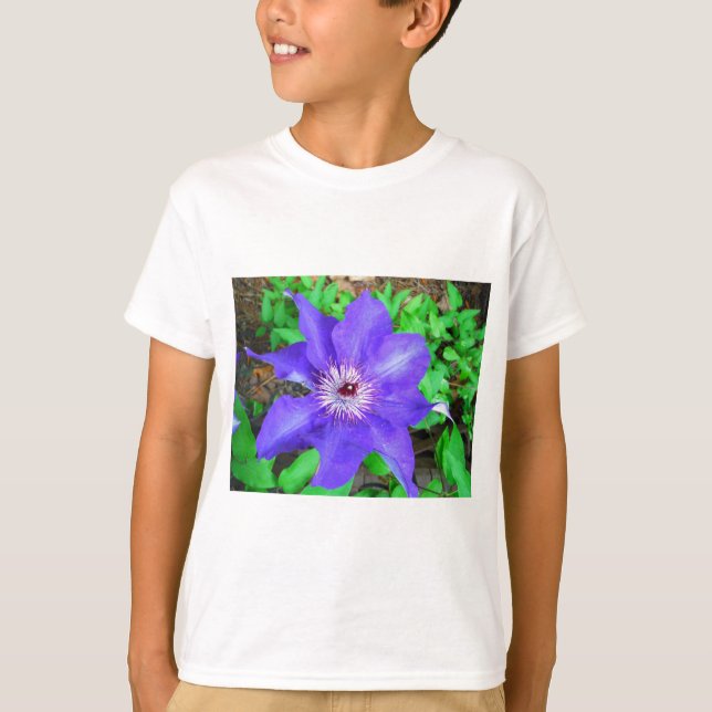 Lila Clematis Flower T Shirt (Framsida)