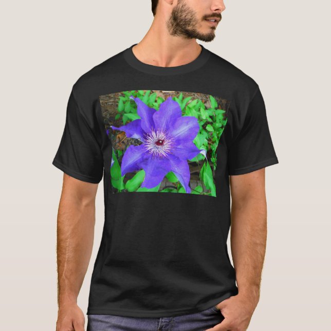Lila Clematis Flower T Shirt (Framsida)