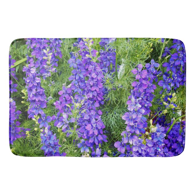 Lila Clematis Flowers in Bloom, Memory Foam Bath Badrumsmatta (Framsidan)