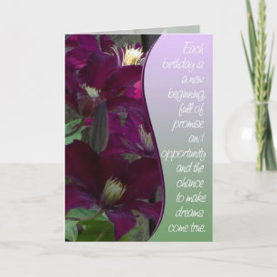 Lila Clematis Grattis på födelsedagen Card Kort