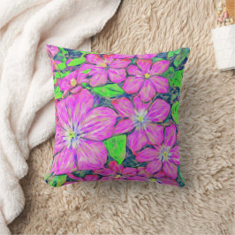 Lila Clematis med Blue Accents dekorativ kudde