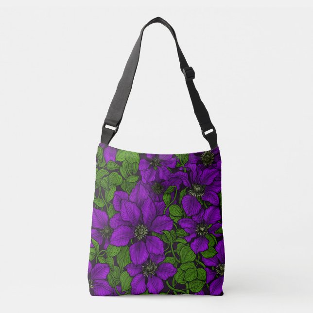 Lila Clematis vine Axelväska (Framsida)