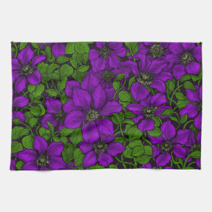 Lila Clematis vine Kökshandduk