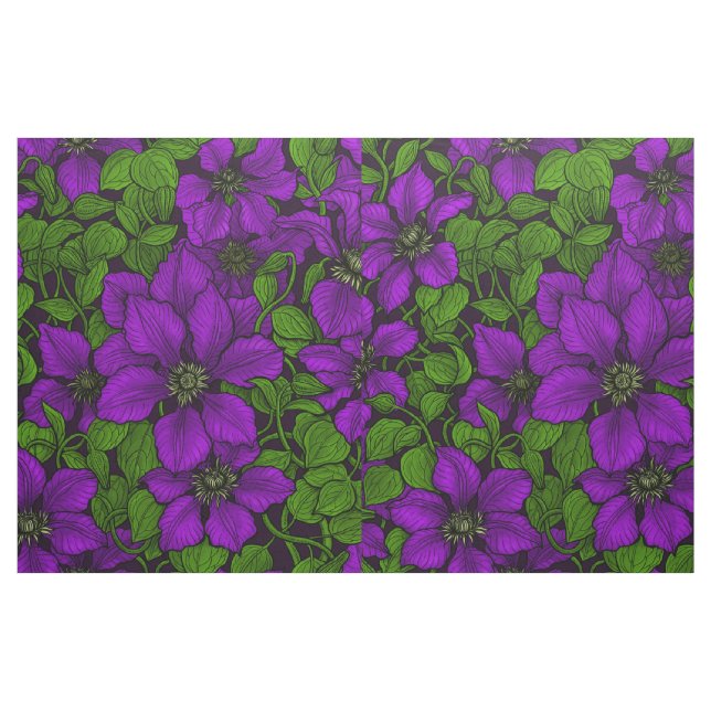 Lila Clematis vine Tyg (Fat Quarter)