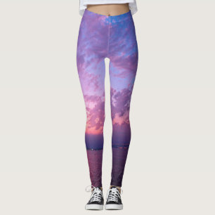 Lila Clouds California Coastal Sunset Photo Leggings