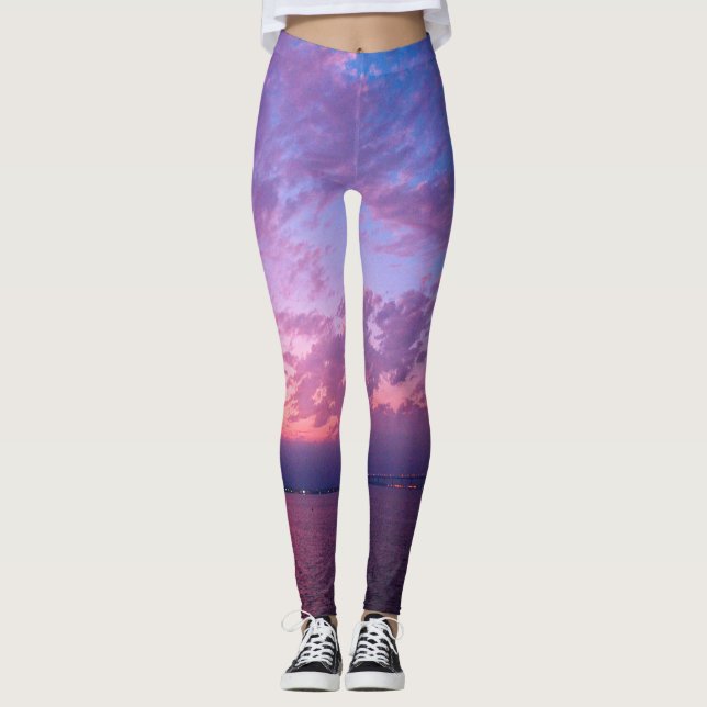 Lila Clouds California Coastal Sunset Photo Leggings (Framsida)