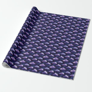 Lila Clouds & Stars på Black Presentpapper