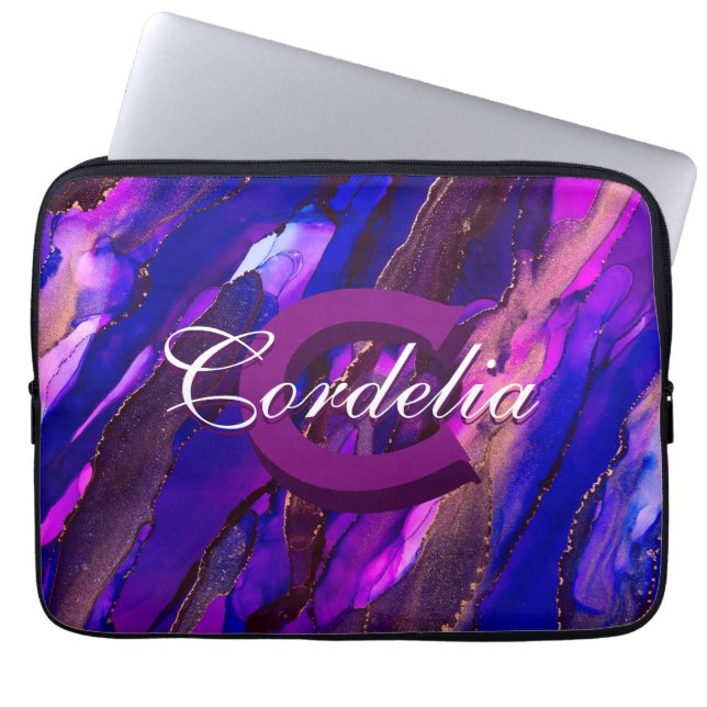 Lila Cloudscape Alcohol Bläck Laptop Fodral (Framsidan)