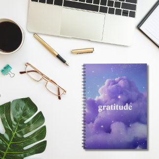 Lila Cloudy Aesthetic Gratitude Journal Anteckningsbok
