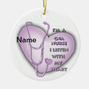 Lila CNA Nurse Julgransprydnad Keramik