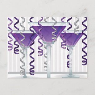 Lila cocktail och band vykort