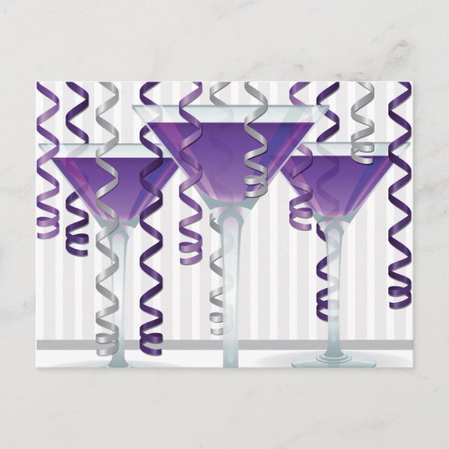 Lila cocktail och band vykort (Framsida)