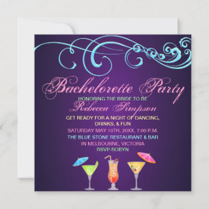 Lila Cocktail Tid Möhipparty Inbjudan
