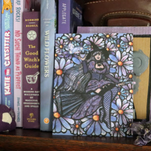 Lila Coffee Witch Daisy Art Vykort