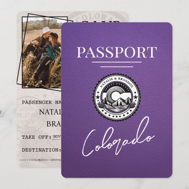 Lila Colorado Passport Spara datum Datumet (Fram/baksida)