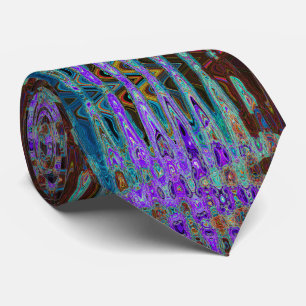 Lila Colorful Groovy Abstrakt Retro Atomic Vågar Slips