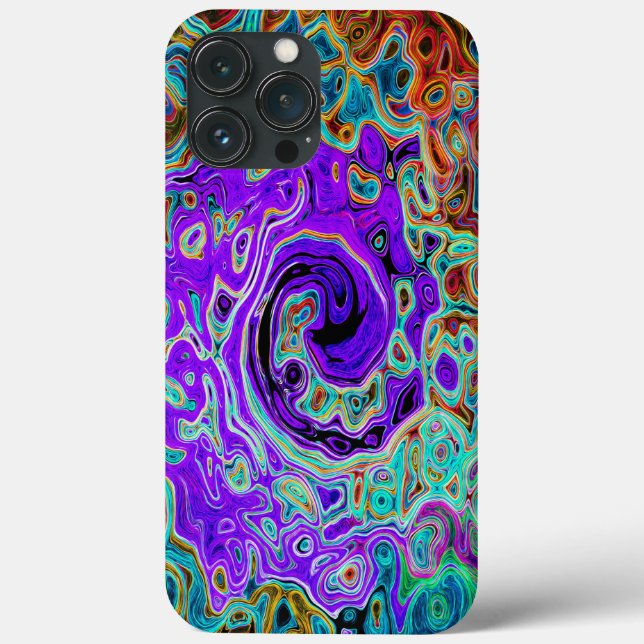 Lila Colorful Groovy Abstrakt Retro Liquid Swirl (Baksida)