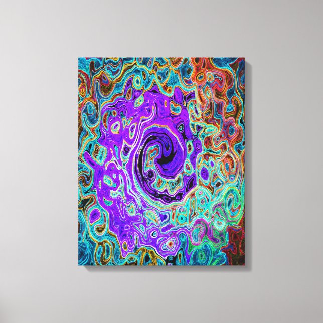 Lila Colorful Groovy Abstrakt Retro Liquid Swirl Canvastryck (Framsida)